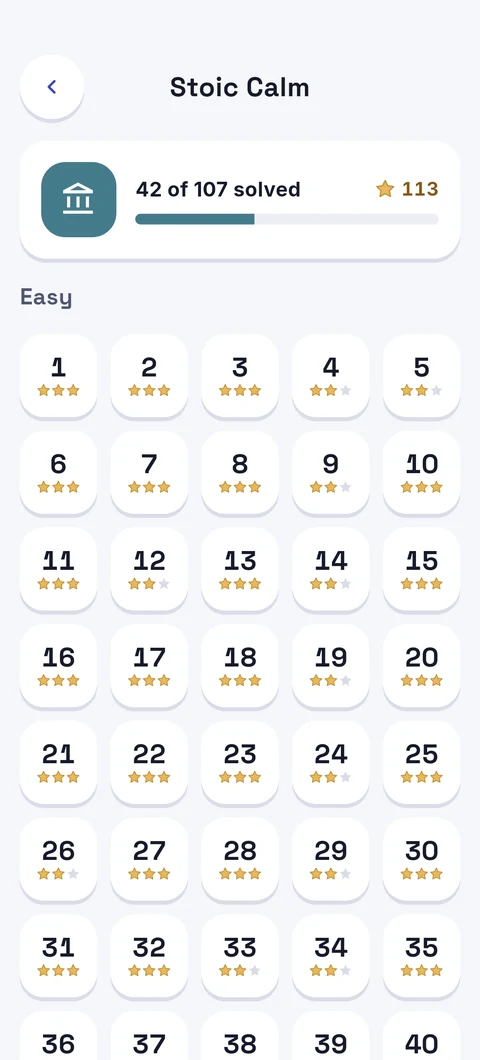 A collection’s levels with their stars