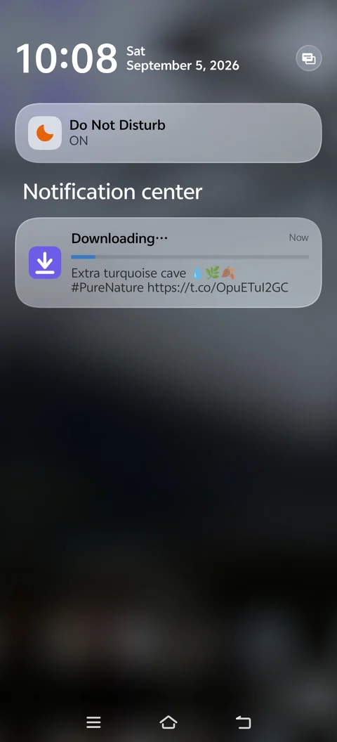 An Android notification reading Downloading, with a progress bar, while Snag runs in the background