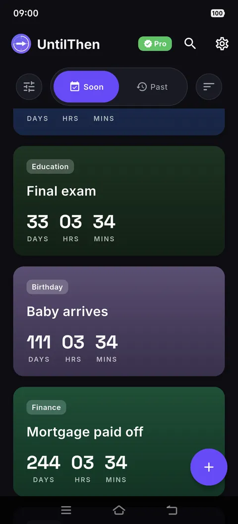 A count-up event showing how many days have passed since it happened